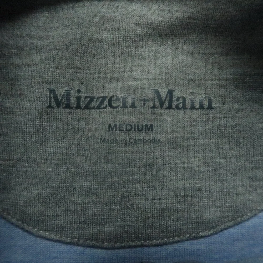 Mizzen Main Sweater Men Medium Blue Quarter Zip Pullover Jumper Long Sleeve